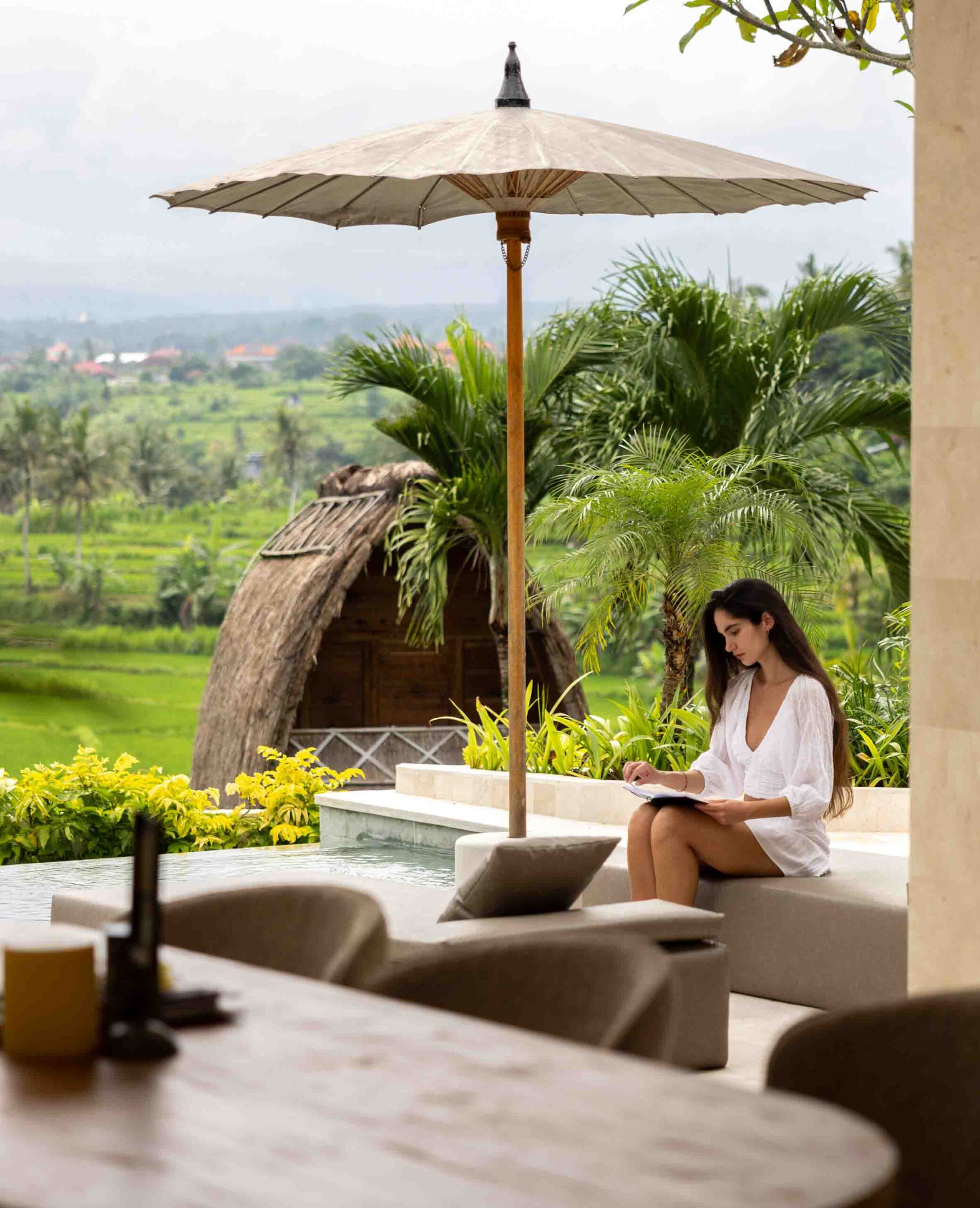 woman in luxury villa