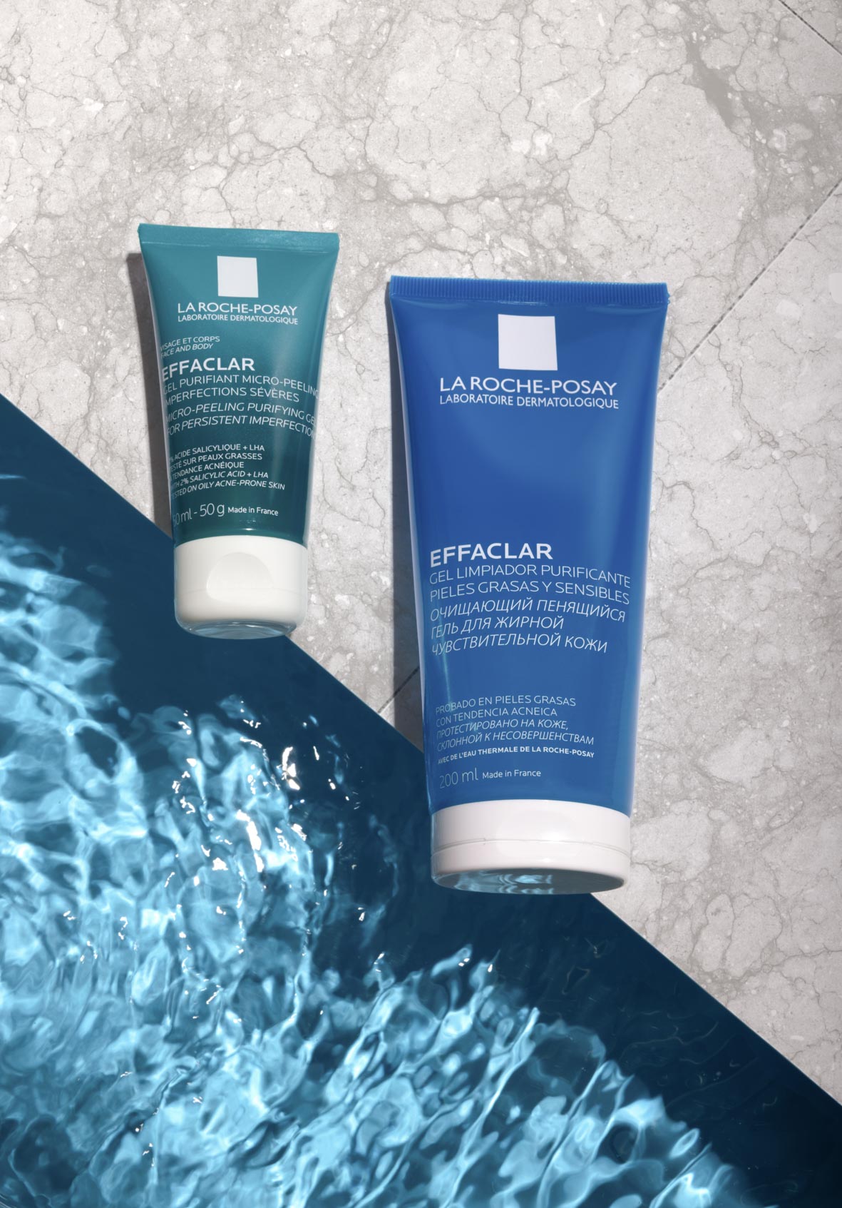 cosmetics with water background